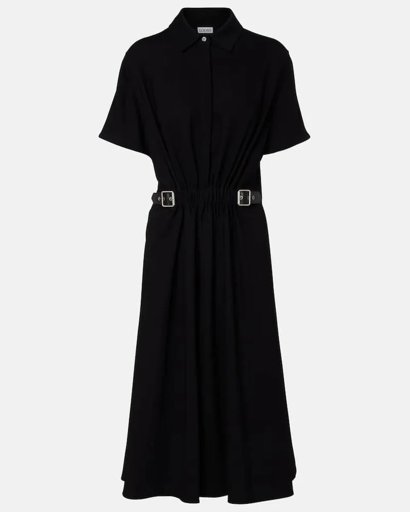 Loewe Hemdblusenkleid aus Satin Schwarz