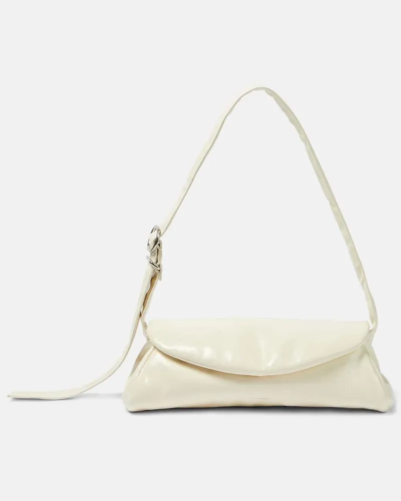 Jil Sander Schultertasche Cannolo aus Leder Weiß