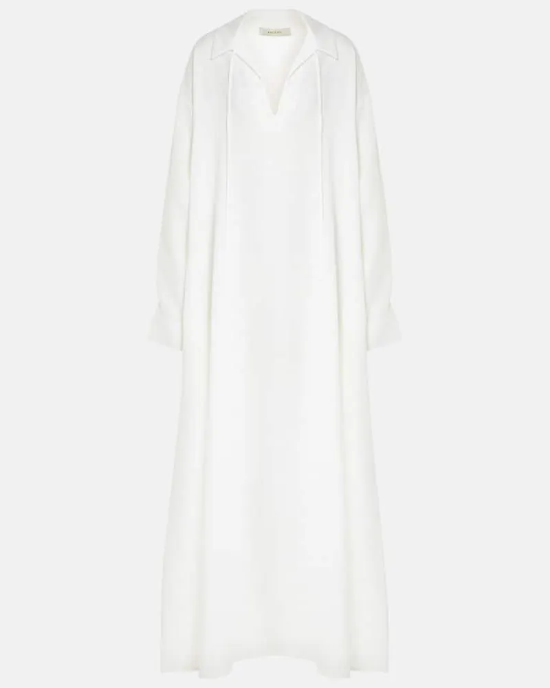 ASCENO Midikleid aus Leinen Weiß