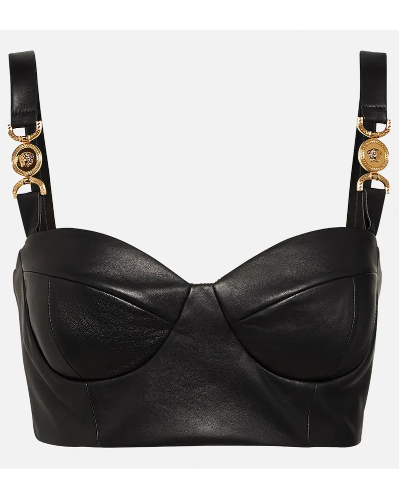 Versace Bustier-Top Medusa '95 aus Leder Schwarz