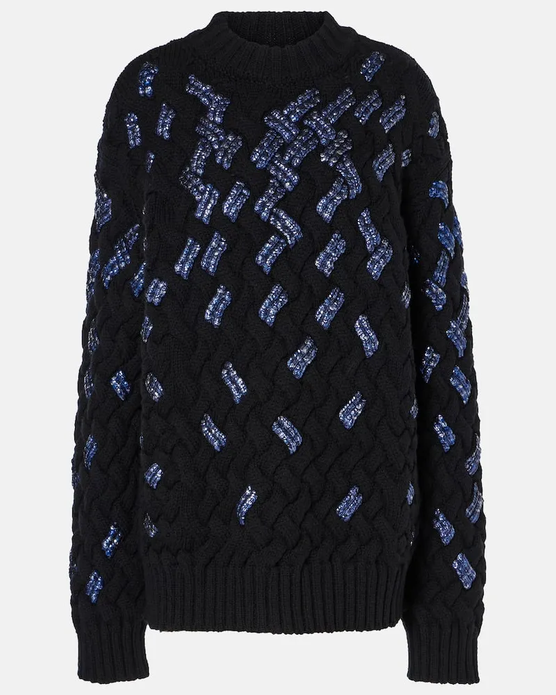 Dries van Noten Pullover aus Schurwolle mit Pailletten Schwarz
