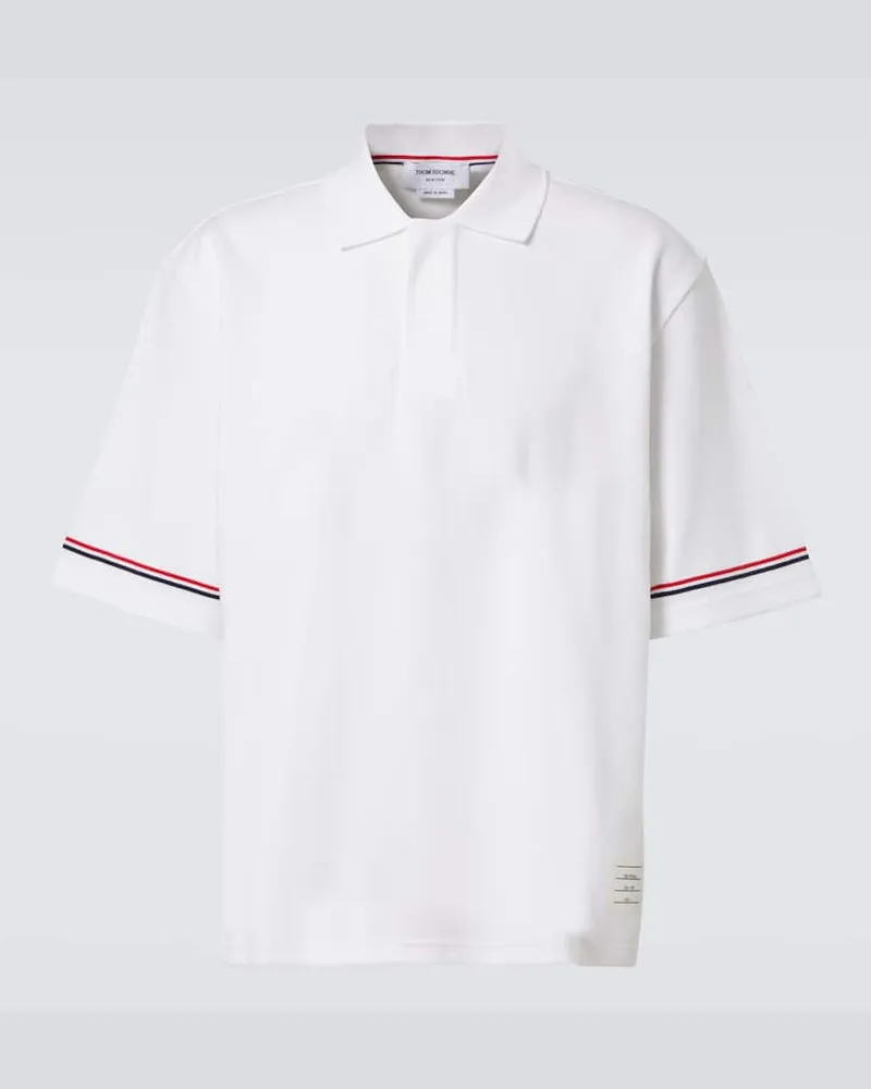 Thom Browne Polohemd RWB Stripe aus Baumwolle Weiß