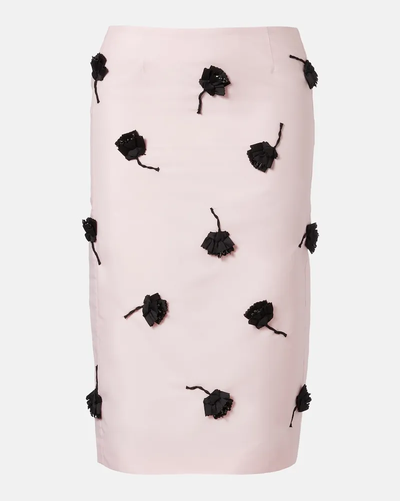 SHUSHU/TONG Bleistiftrock mit Blumen-Applikation Rosa