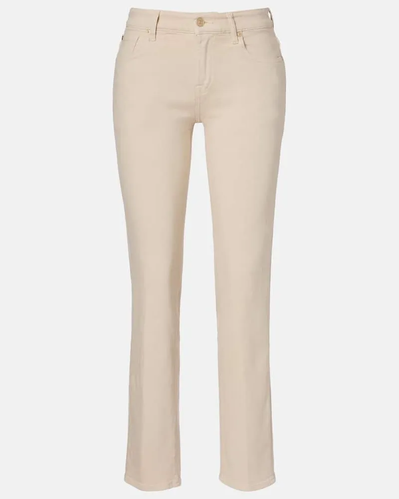 7 for all mankind Mid-Rise Wide-Leg Jeans Lotta Beige