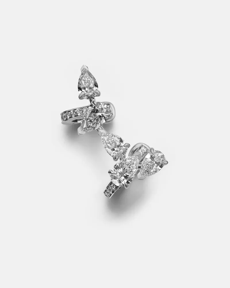 Repossi Einzelner Ear Cuff Serti Sur Vide aus 18kt Weißgold mit Diamanten Silber
