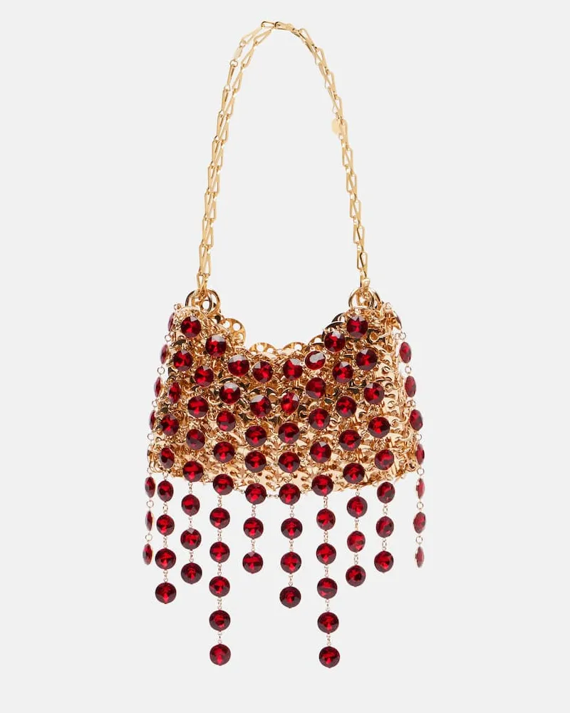 Paco Rabanne Schultertasche 1969 Nano mit Kristallen Gold