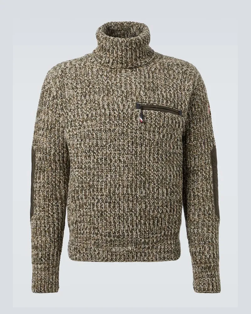 Moncler Rollkragenpullover Aprés Ski aus Schurwolle Grün