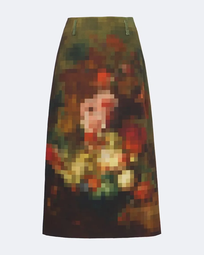 Dries van Noten Bedruckter Midirock aus Baumwoll-Canvas Multicolor