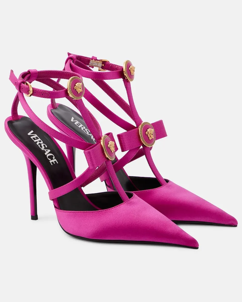 Versace Verzierte Pumps Gianni aus Satin Rosa