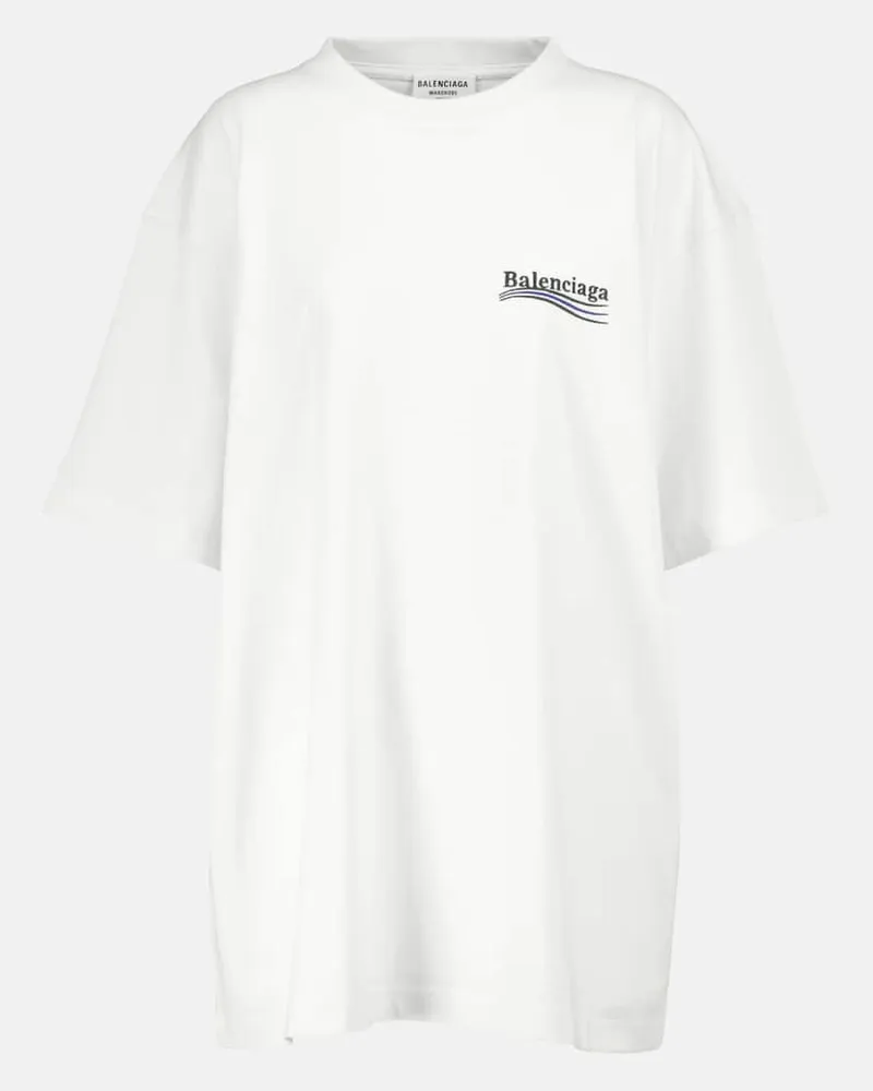 Balenciaga Oversize T-Shirt aus Baumwolle Weiß