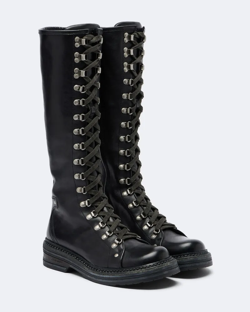 Miu Miu Stiefel aus Leder Schwarz