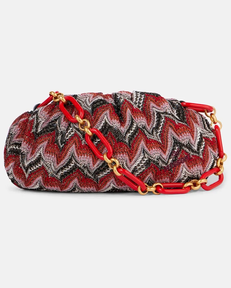 Missoni Schultertasche Medium aus Häkelstrick Rot
