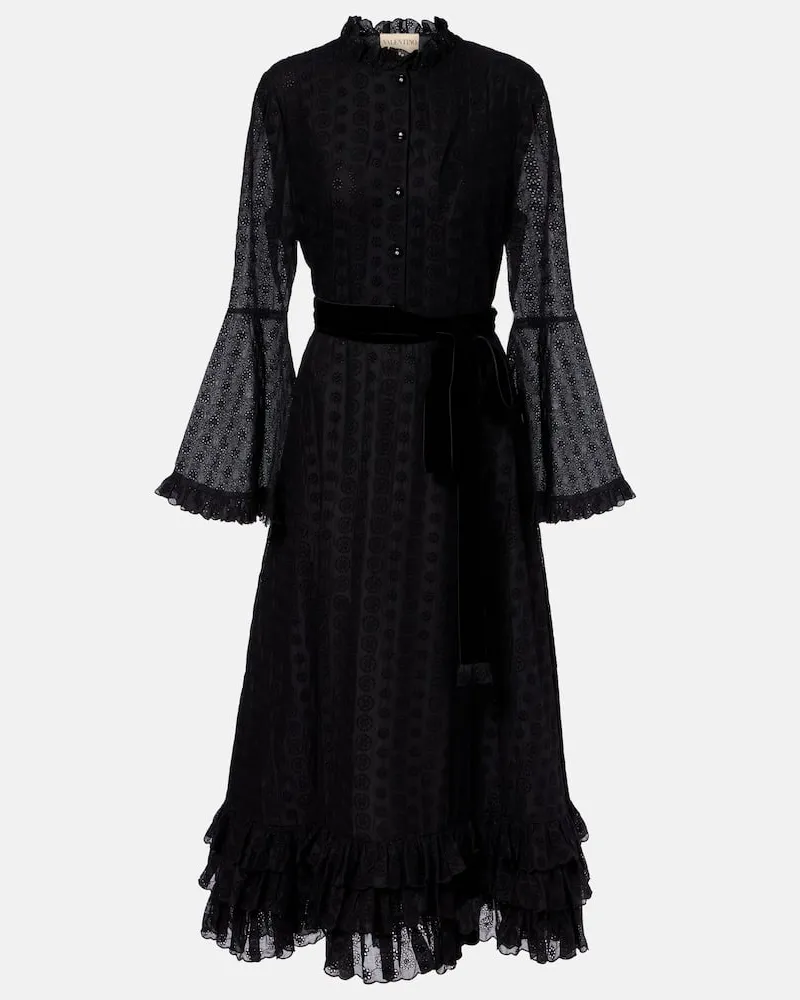 Valentino Garavani Hemdblusenkleid Daisy Sangallo aus Baumwolle Schwarz