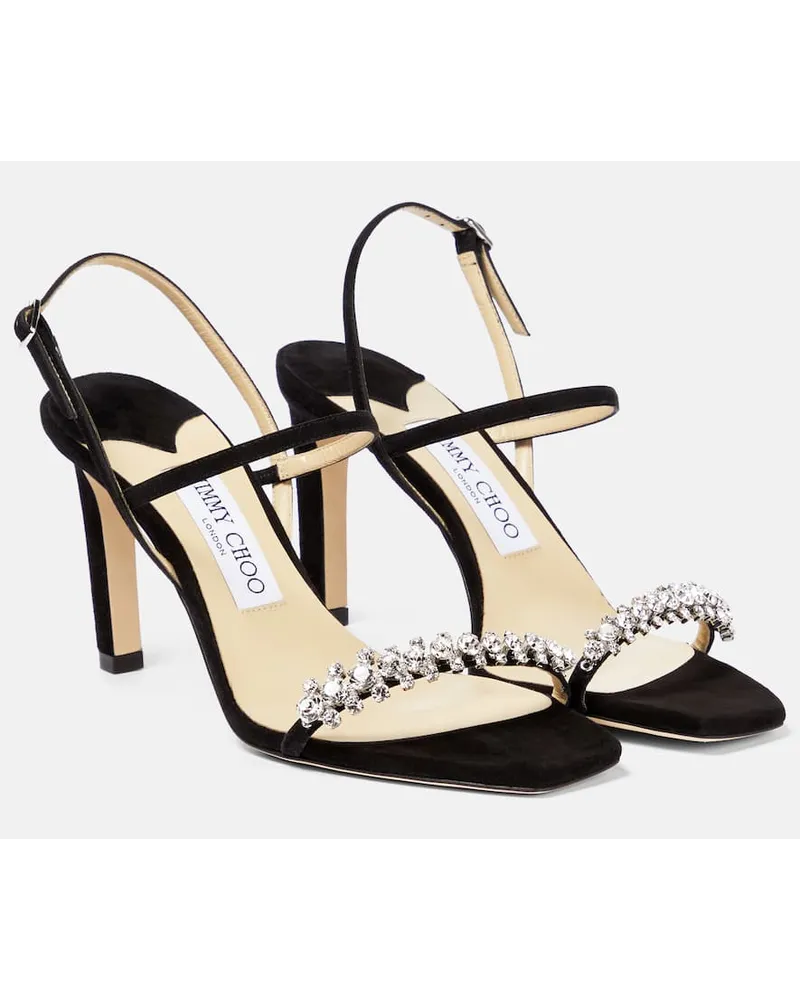 Jimmy Choo Sandalen Meira 85 aus Veloursleder Schwarz