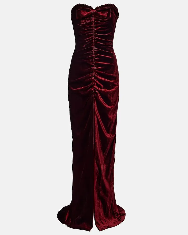 Alessandra Rich Robe aus Samt Burgunderrot