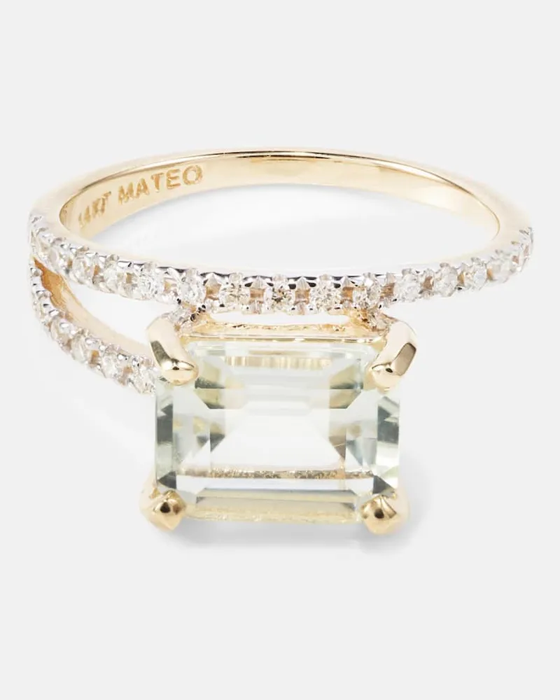 MATEO Ring Point of Focus aus 14kt Gelbgold mit Diamanten und Amethyst Gold