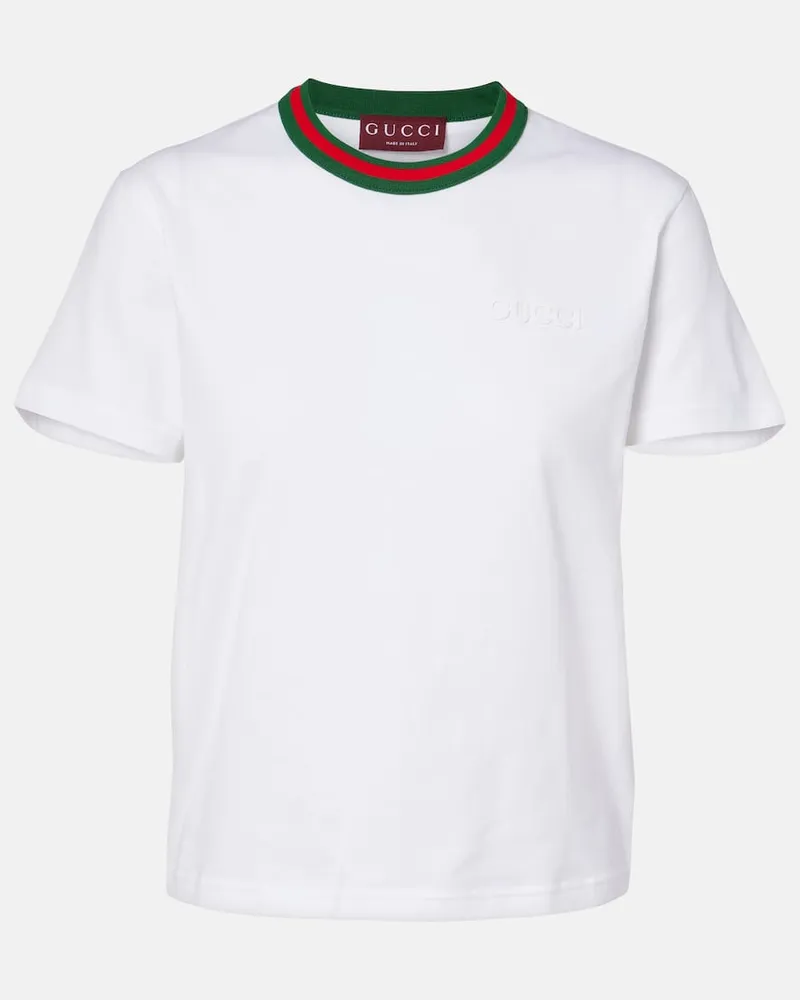 Gucci Bedrucktes T-Shirt New 70s aus Baumwoll-Jersey Weiß
