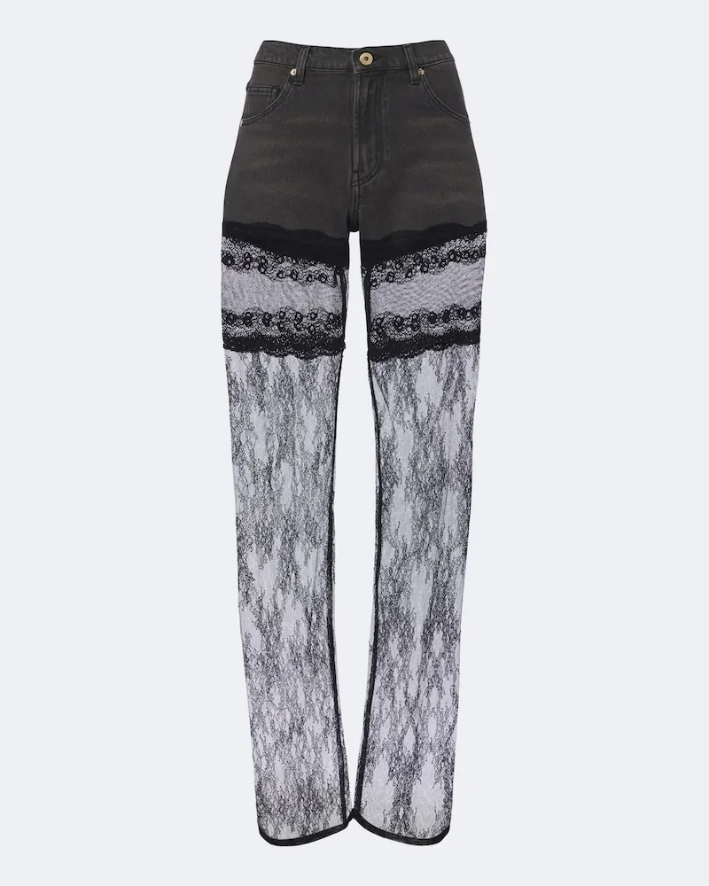 Blumarine Wide-Leg Jeans mit Spitze Grau