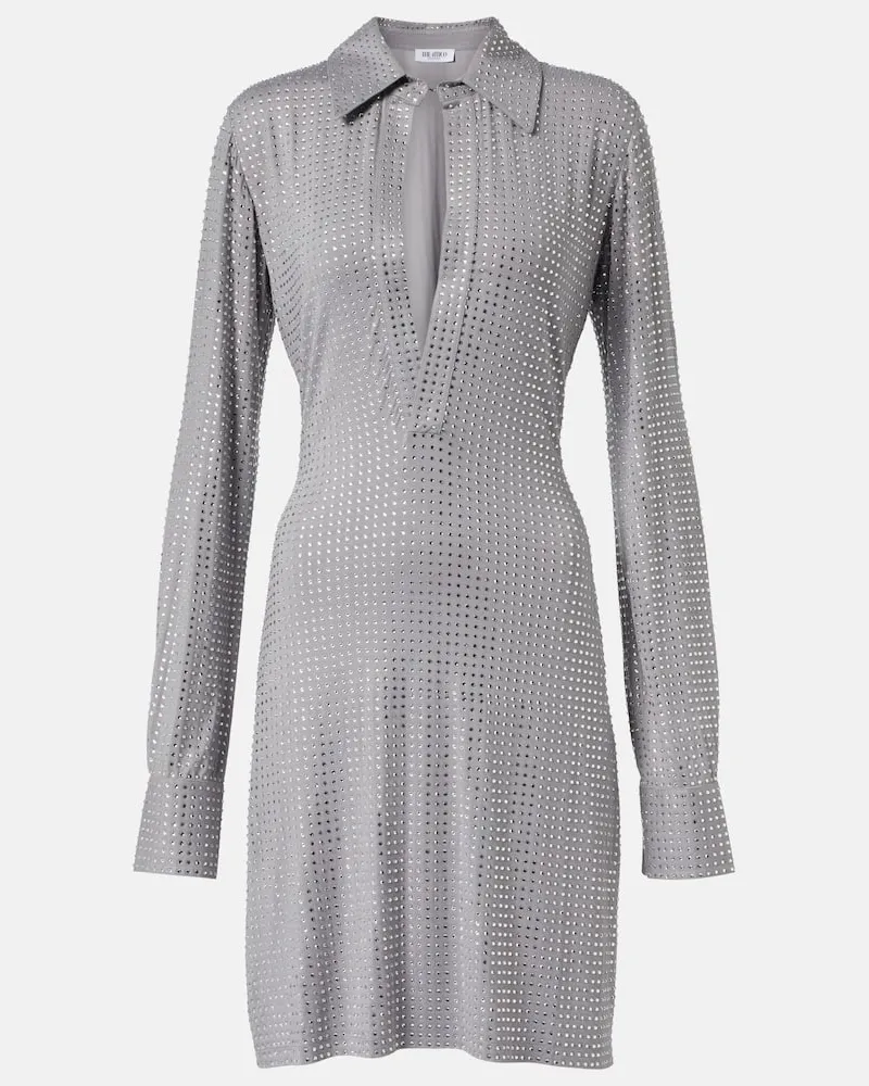 ATTICO Hemdblusenkleid aus Jersey mit Kristallen Grau
