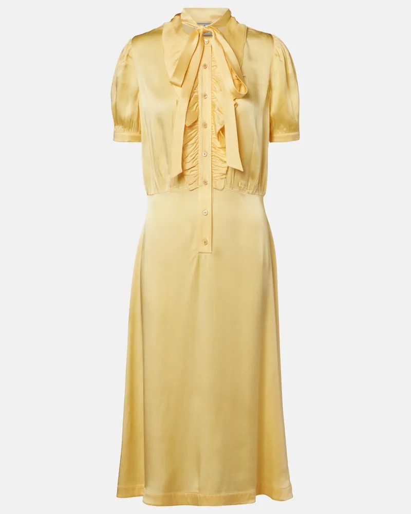 Prada Hemdblusenkleid aus Satin Gelb