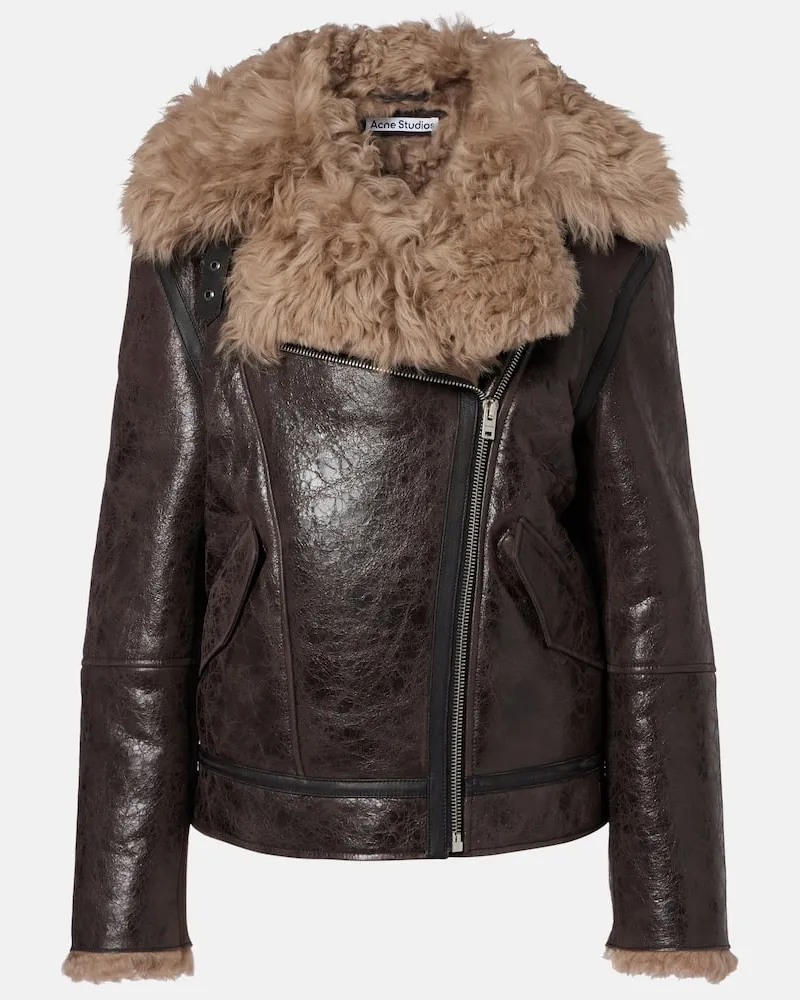 Acne Studios Lederjacke mit Shearling Grau