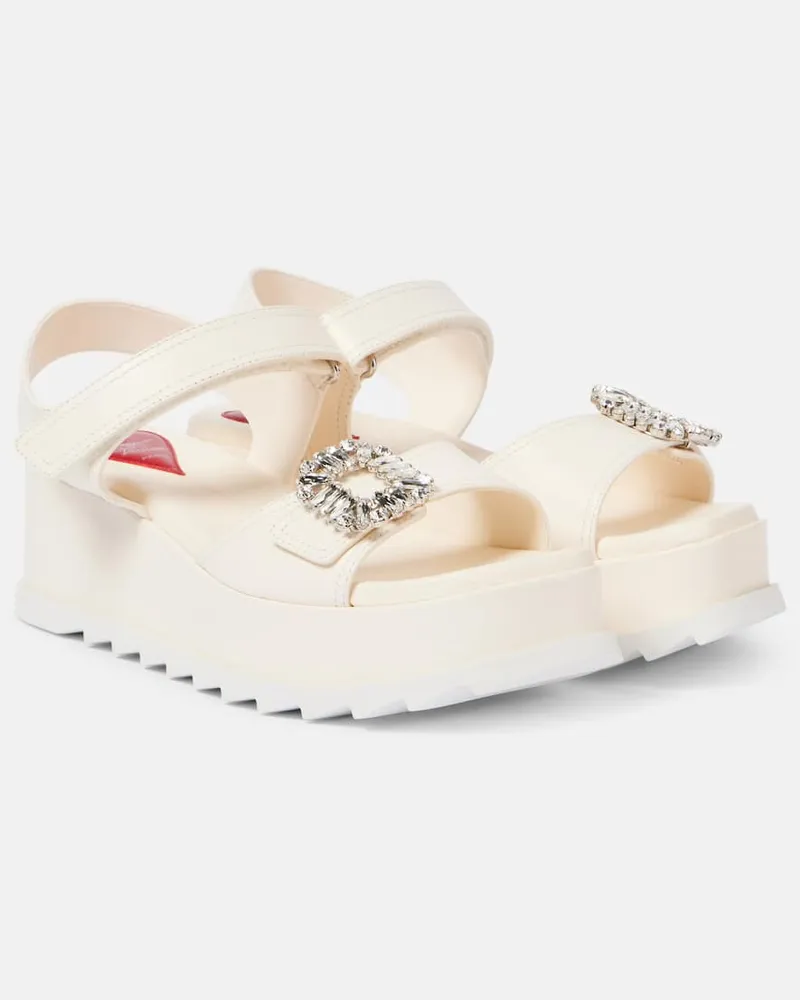 Roger Vivier Verzierte Wedge-Sandalen Slidy Viv' aus Leder Weiß