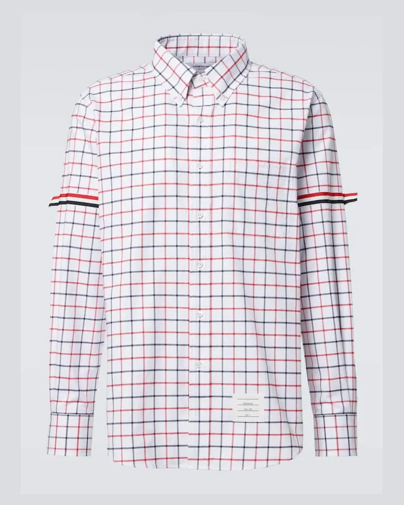 Thom Browne Hemd RWB Stripe aus Baumwollflanell Weiß