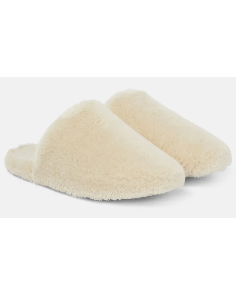 Loro Piana Slippers Wintercozy aus Kaschmir Weiss