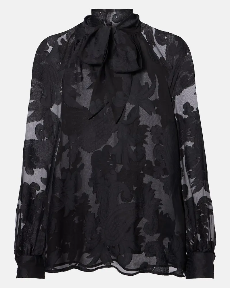 Etro Schluppenbluse mit Paisley-Muster Schwarz