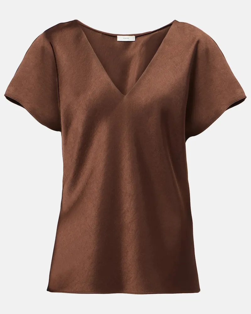 Vince Top aus Satin Braun