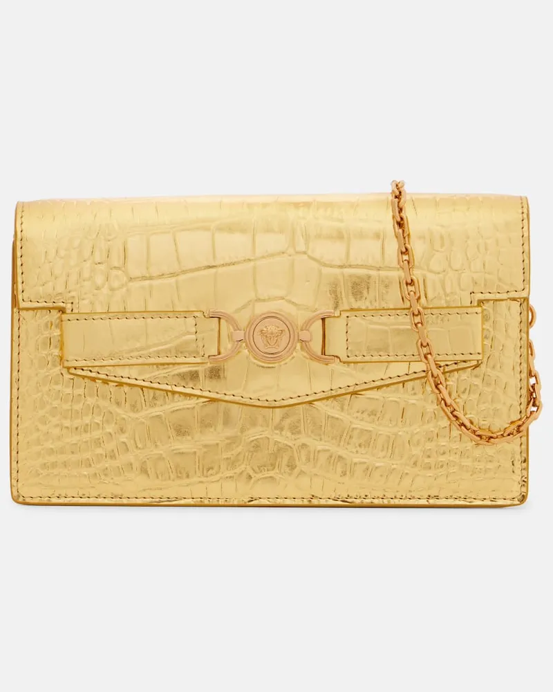 Versace Schultertasche Medusa '95 aus Metallic-Leder Gold