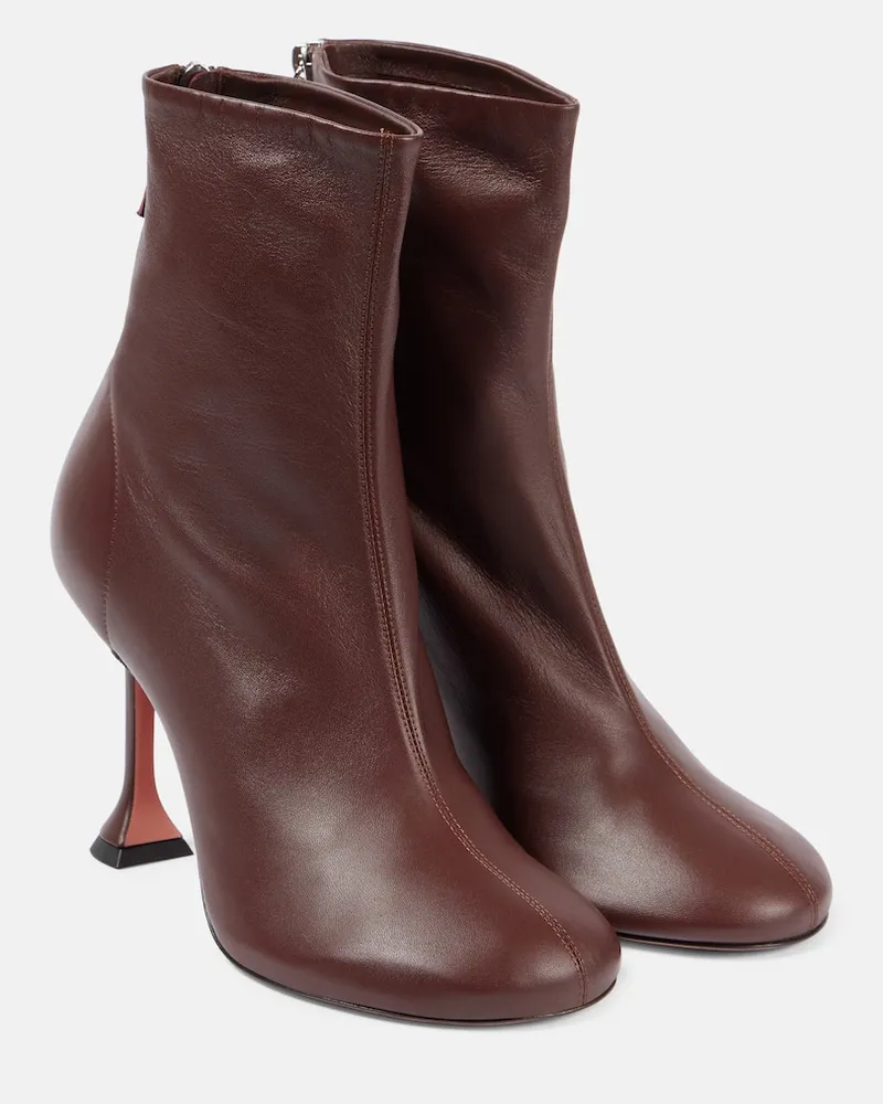 Amina Muaddi Ankle Boots Iris 95 aus Leder Braun