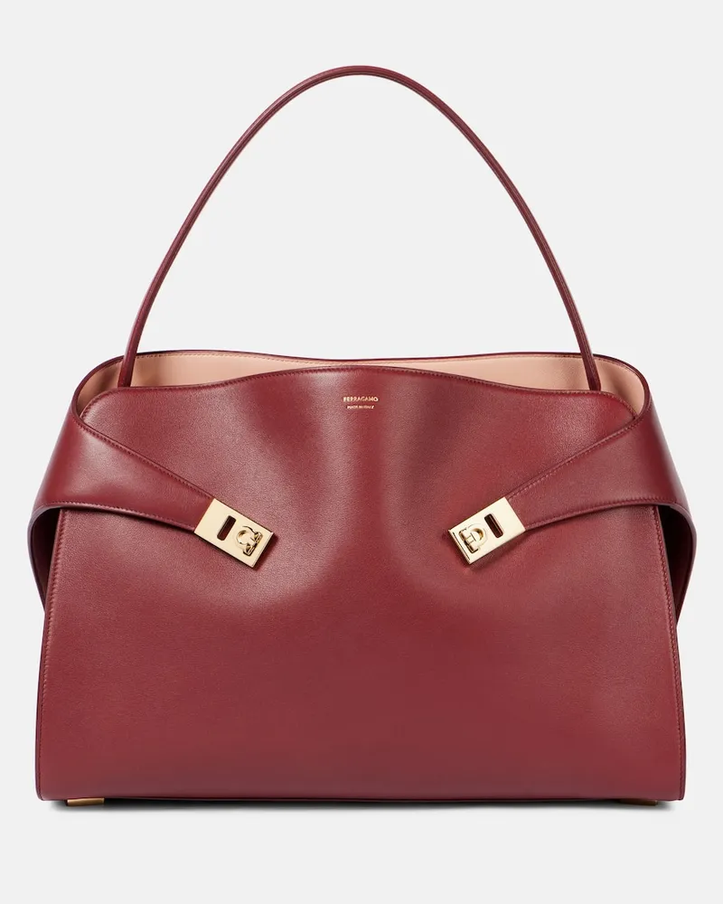 Ferragamo Schultertasche Hug Large aus Leder Rot
