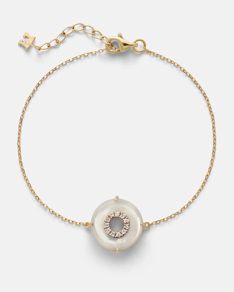 MATEO Armband aus 14kt Gelbgold (585/1000) mit Diamanten und Süßwasserperlen Gold