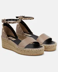 Valentino Garavani Espadrille-Sandalen Rockstud aus Leder Beige