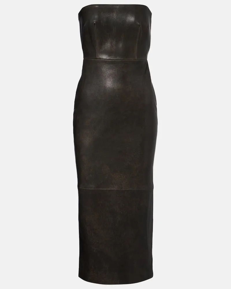 Alex Perry Midikleid aus Leder Braun