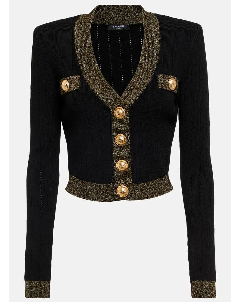 Balmain Cropped-Cardigan Gold