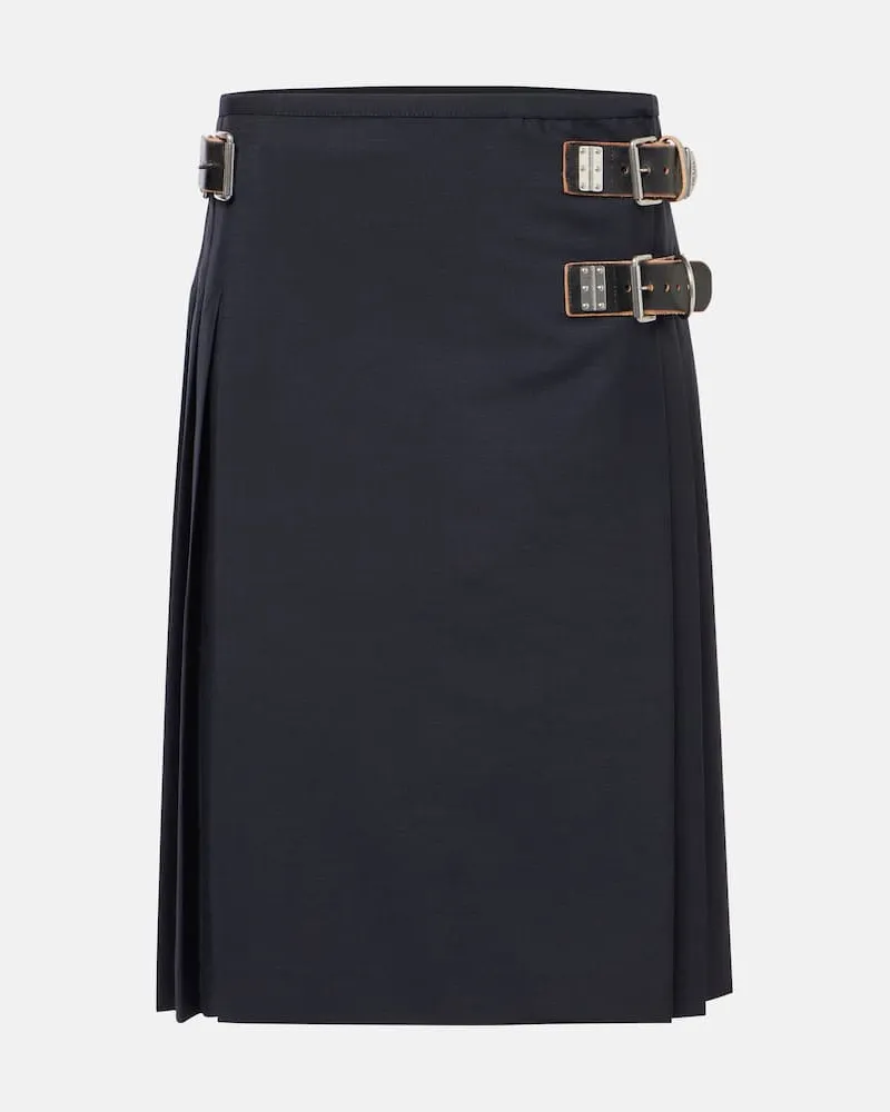 Prada Midirock aus Mohair und Wolle Blau