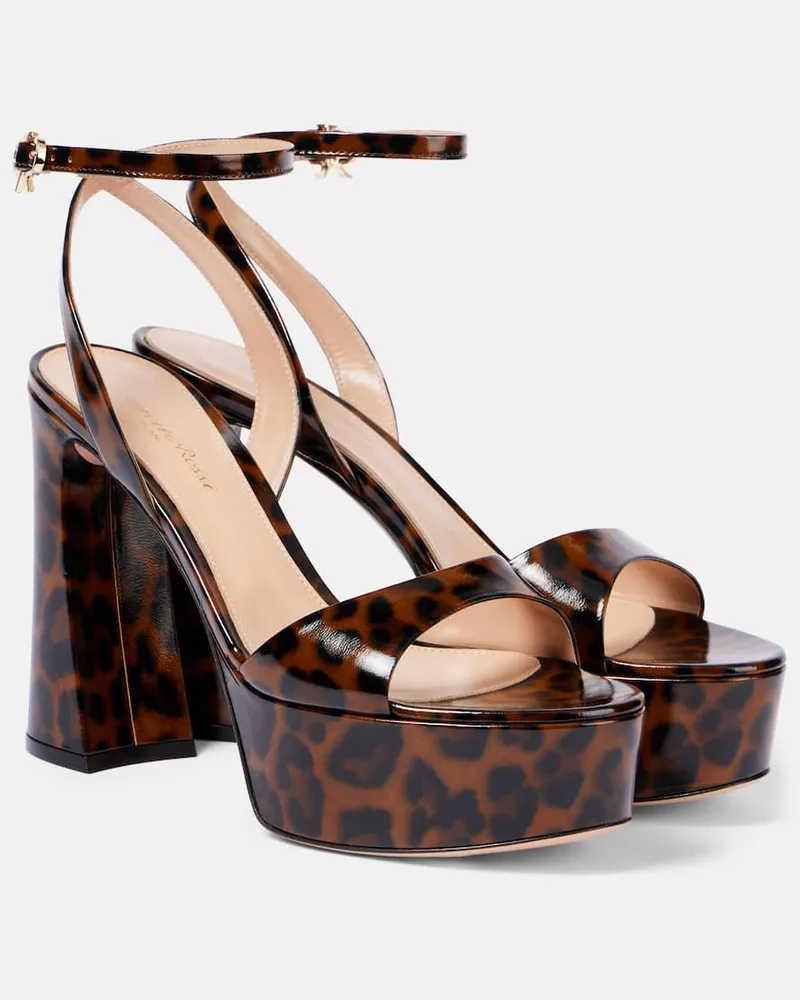 Gianvito Rossi Bedruckte Plateausandalen Nancy Multicolor