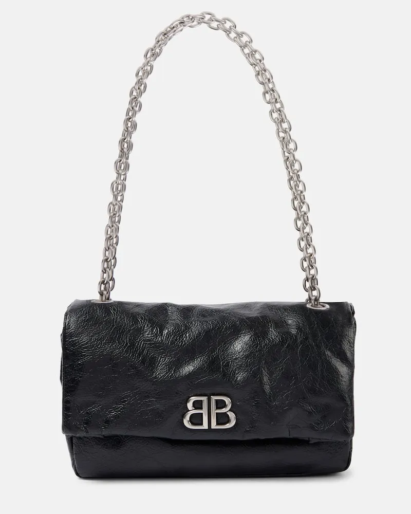 Balenciaga Schultertasche Monaco Medium aus Leder Schwarz