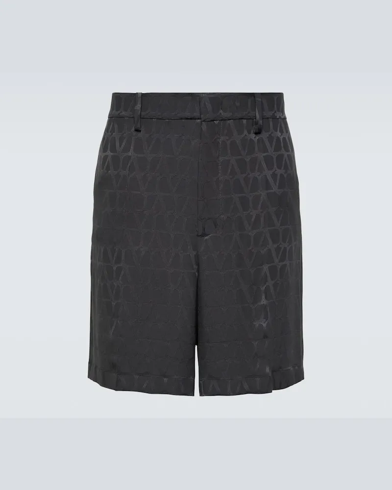 Valentino Garavani Shorts Toile Iconographe aus Seide Schwarz