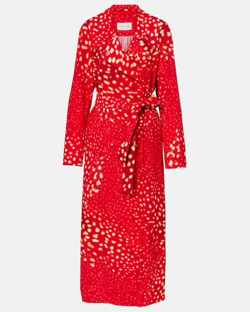 Dries van Noten Bedruckter Mantel Rot