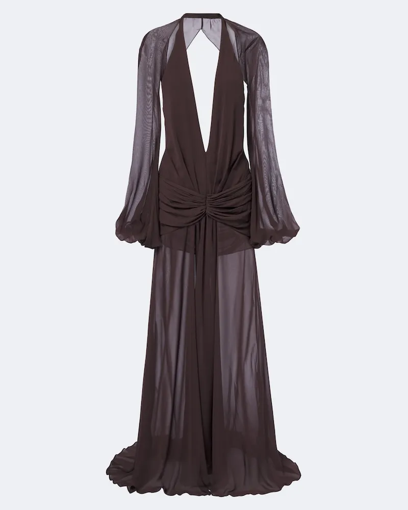 De La Vali Maxikleid Fiorela aus Chiffon Braun