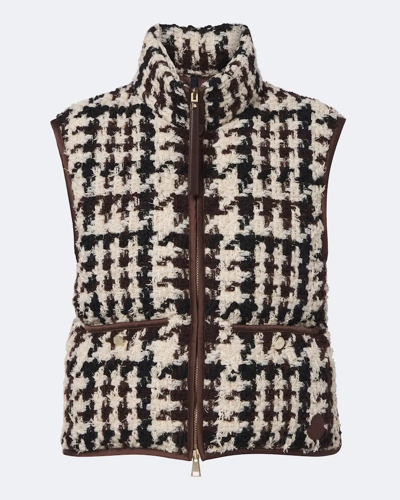 Moncler Daunenweste aus Bouclé mit Leder Multicolor