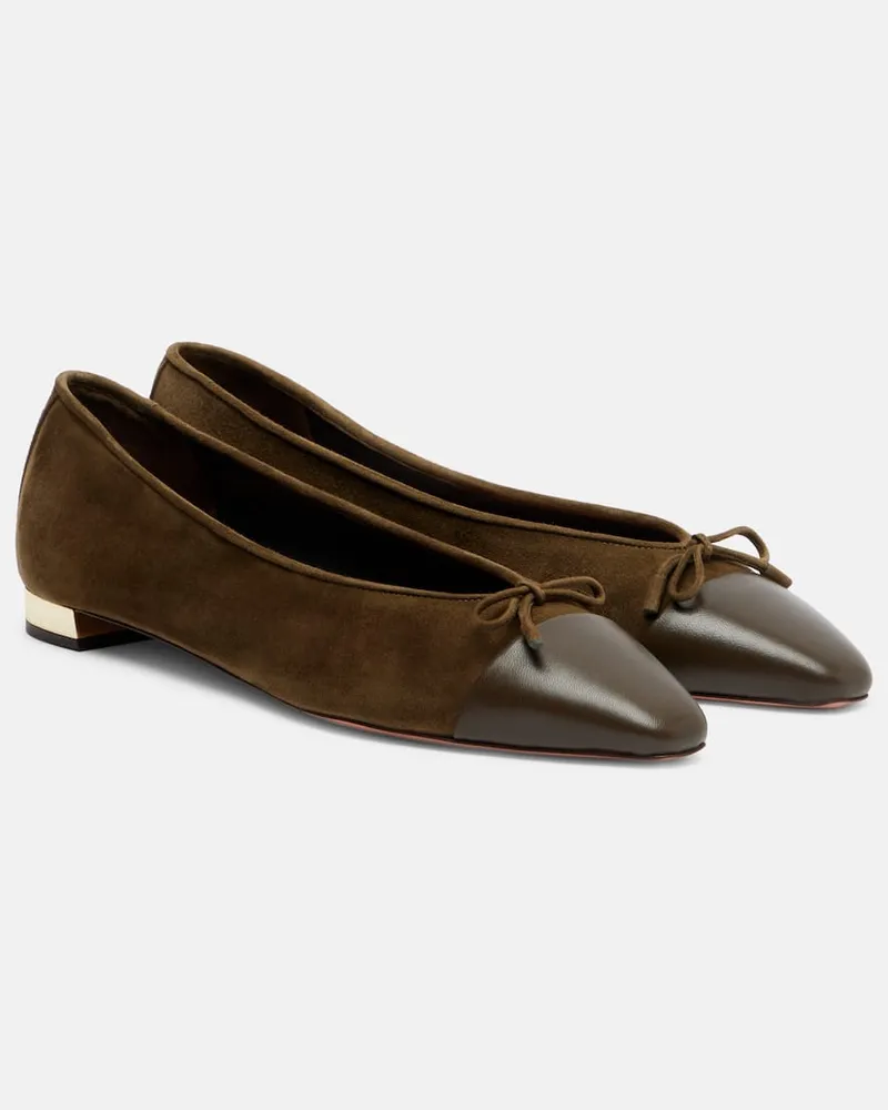 Aquazzura Ballerinas Gioia aus Leder und Veloursleder Braun