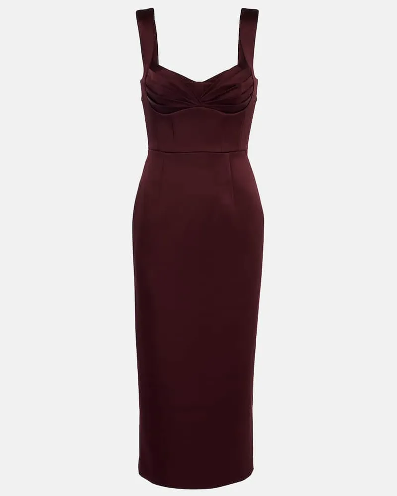 Rebecca Vallance Midikleid Merlot aus Satin Burgunderrot