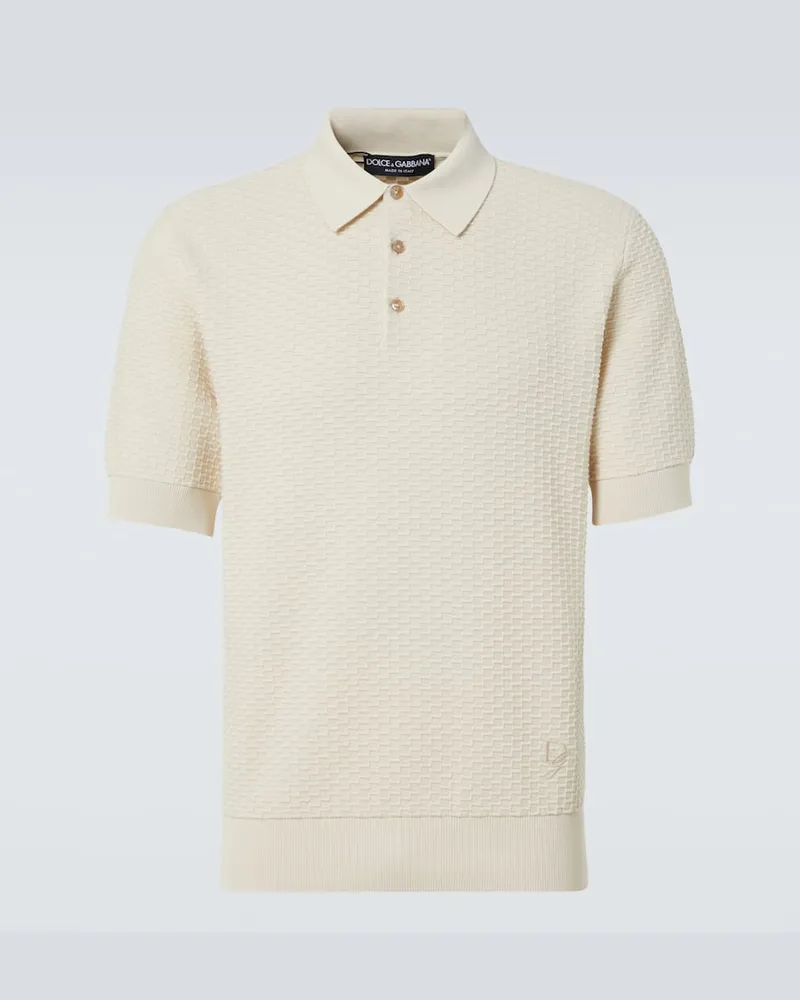 Dolce & Gabbana Polohemd DG aus Baumwolle Beige