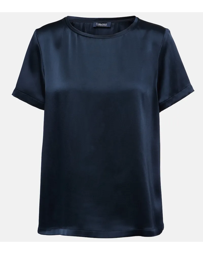 Max Mara T-Shirt Rebecca aus Satin Blau