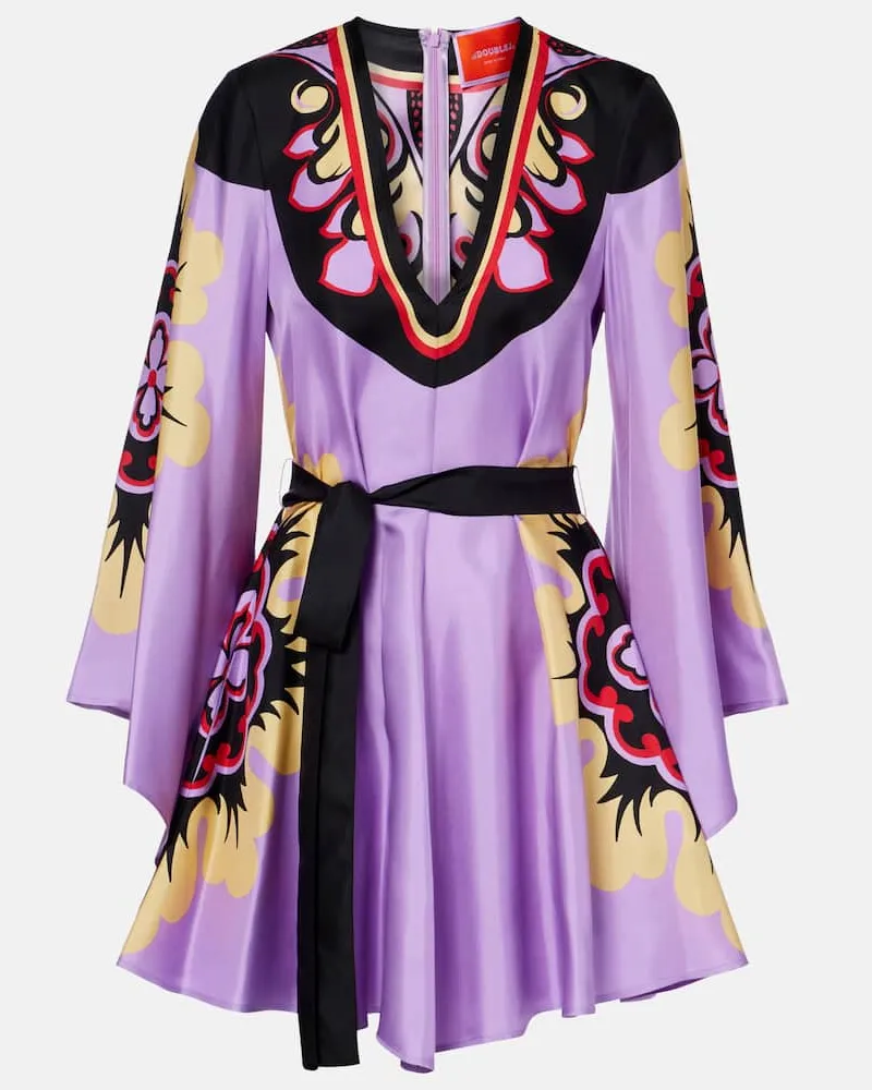 La DoubleJ Minikleid Magnifico Placée aus Seiden-Twill Lila