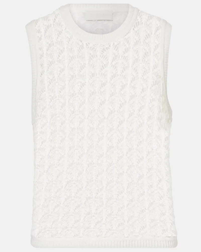 Zimmermann Top Wylie Crop aus Häkelstrick Weiß